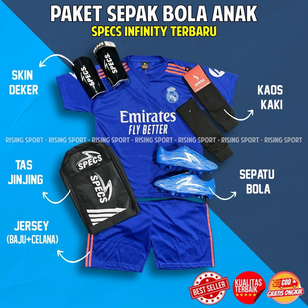 CUCI GUDANG Sepatu Bola Anak Specs Infinity Terbaru Paket Komplit Sepatu Sepak Bola Anak Specs Lengk