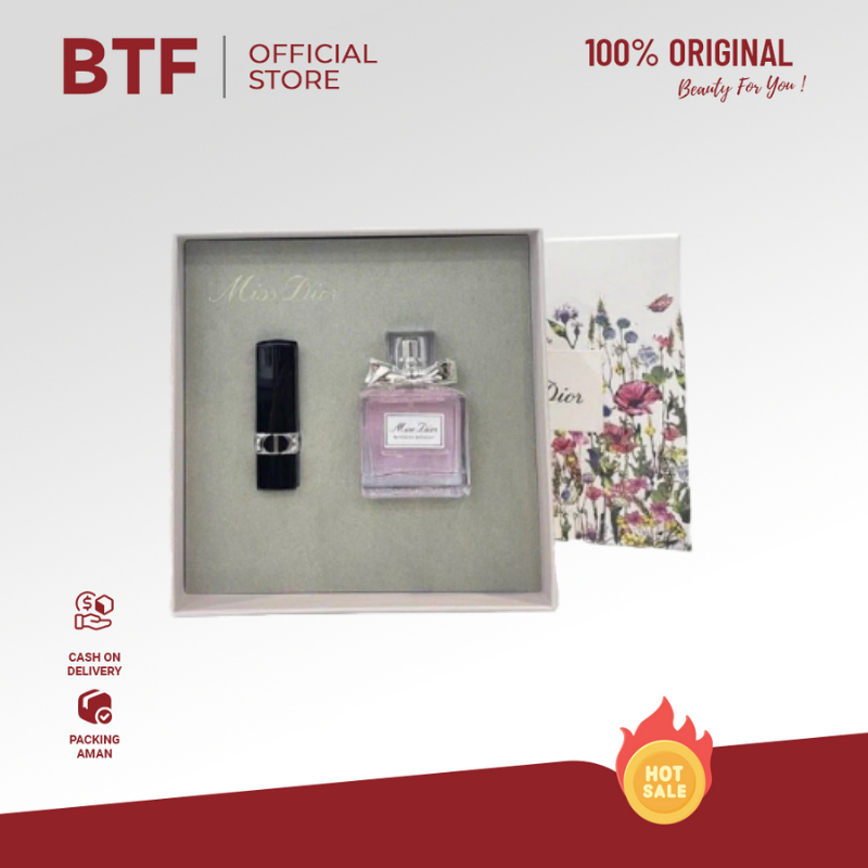 Dior Parfum Gift Set original |Miss Dior Blooming Bouquet Eau De Toilette 50ML+Dior lipstik Velvet #