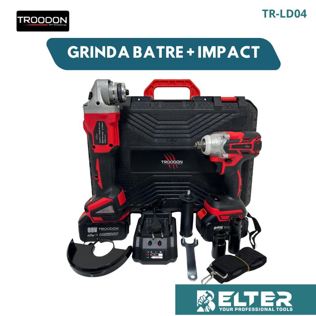 TROODON 88Vf Gerinda Dan Impact Wrench Paket Lengkap Brushless 4 inci Angle Grinder 330N.m Impact Ba