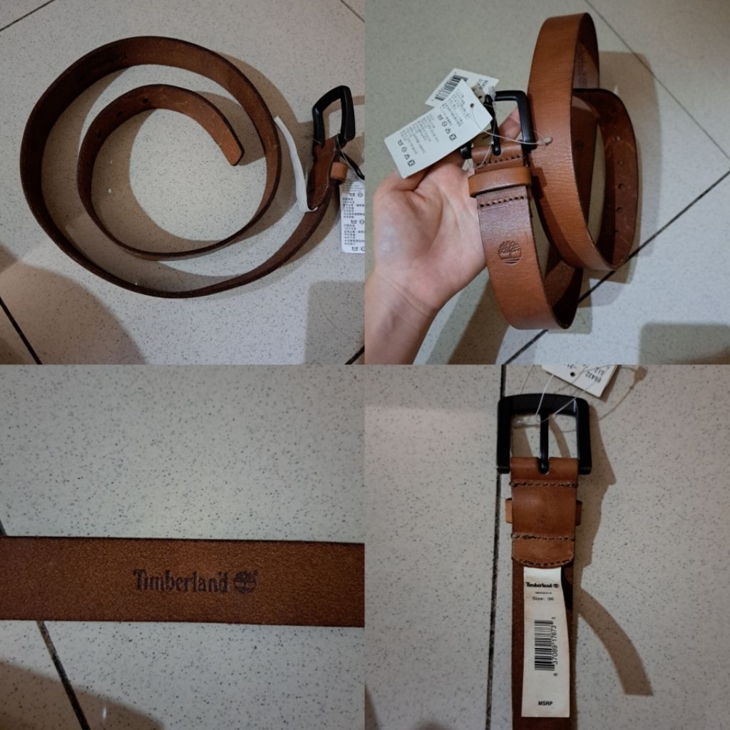 Timberland Men's Classic Jean Brown Leather Belt -Ikat Pinggang Cokelat Pria Timberland