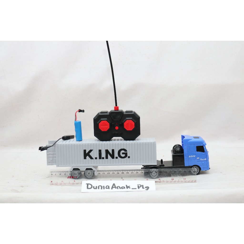 Mainan Mobil Remot Kontrol RC Truk Kontainer Trailer Cargo King Angkut Barang LED