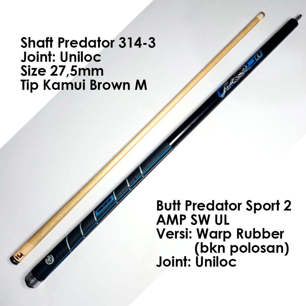 Stick Billiard Predator Sport 2 AMP SW Uniloc & Shaft Predator 314-3 Uniloc