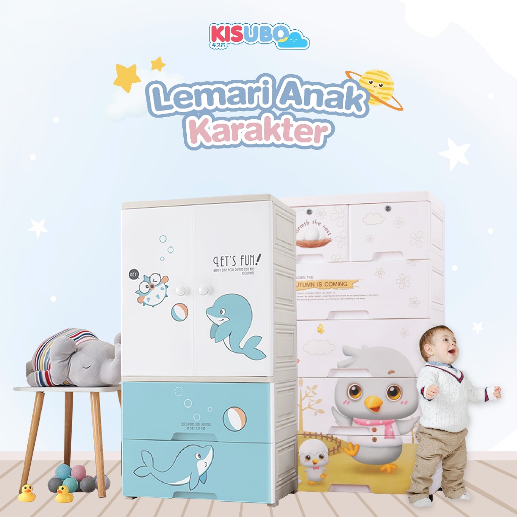 KISUBO Lemari Plastik Anak Karakter