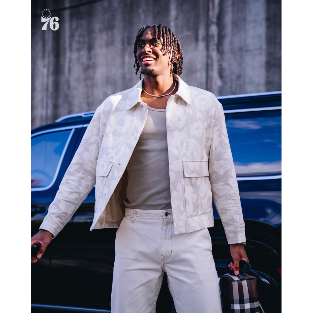 Zara Man Pria Jaket white floral Original size M fit L