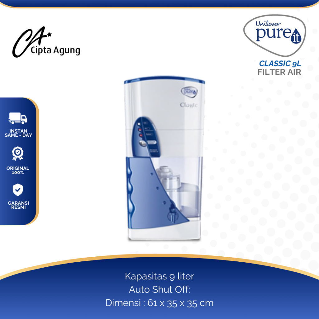 UNILEVER PURE IT CLASSIC 9 L WATER PURIFIER UNILEVER PURE IT CLASSIC 9 LITER DISPENSER AIR WATER PUR