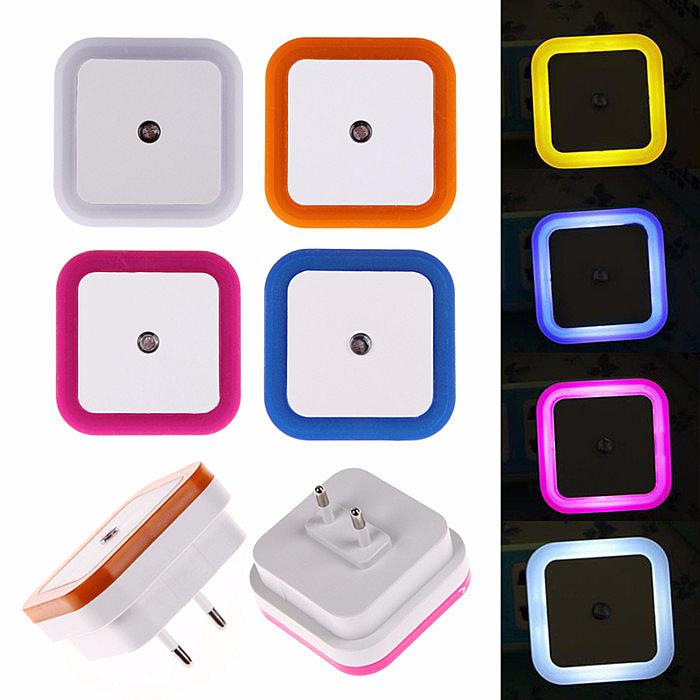 Lampu LED Tidur sensor cahaya Nyala Otomatis ketika gelap Lampu Lorong Kamar dekorasi Sleep Lamp Kotak Dekorasi Ruangan Night Light Otomatis On Off Square Lampu Led Dinding Kamar Tidur Mandi Anak Tangga Putih Orange Biru Pink Minimalis Tidak Silau 0.5W