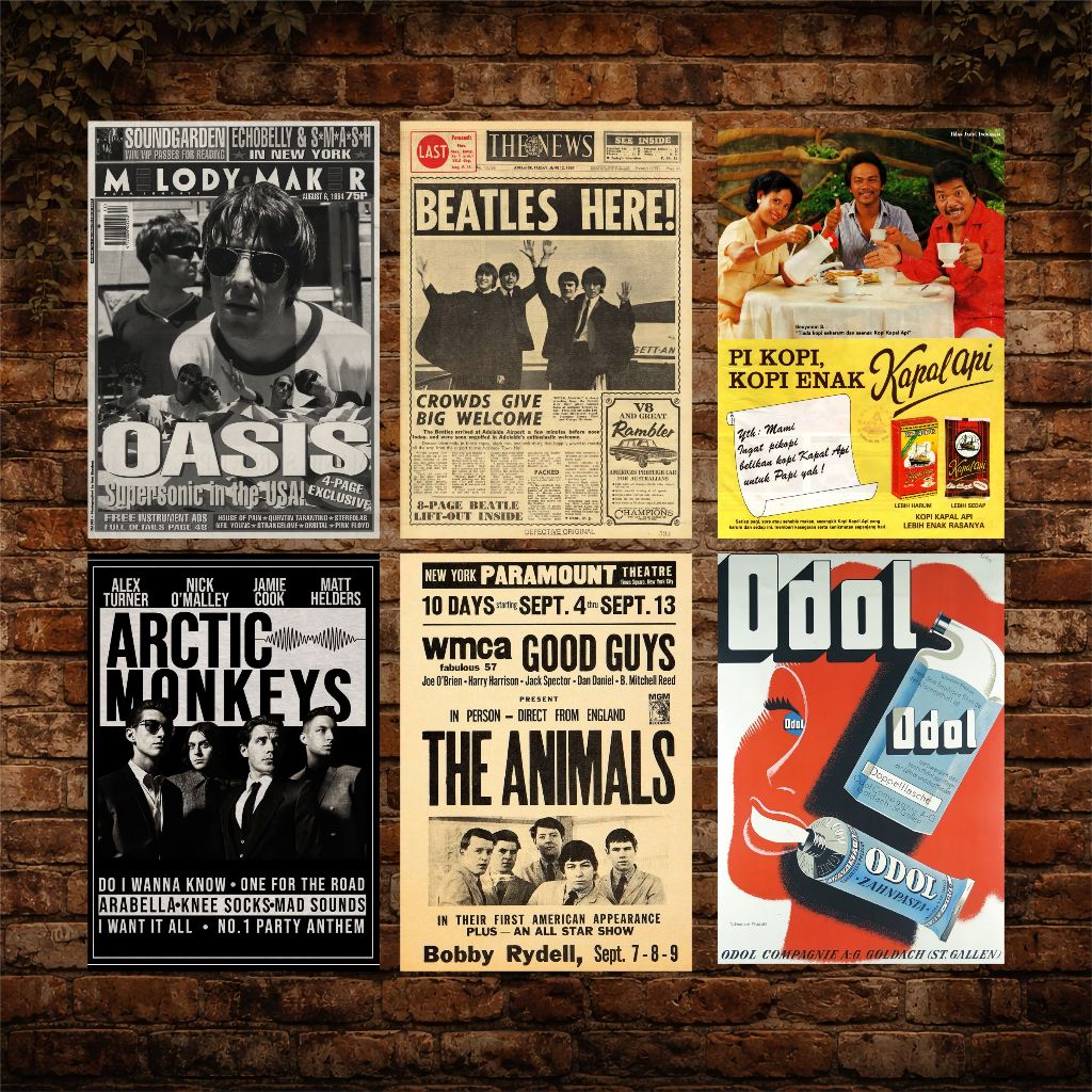 PAKET POSTER IKLAN JADUL INDONESIA (ISI 4PCS) - POSTER VINTAGE UKURAN A5 - POSTER BAND VINTAGE