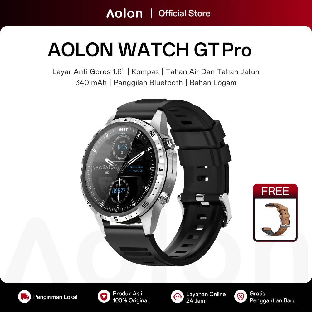 Aolon GT Pro Jam Tangan Smartwatch 56mm Kompas Pelacakan Olahraga Pemantauan Kesehatan Oksigen Darah