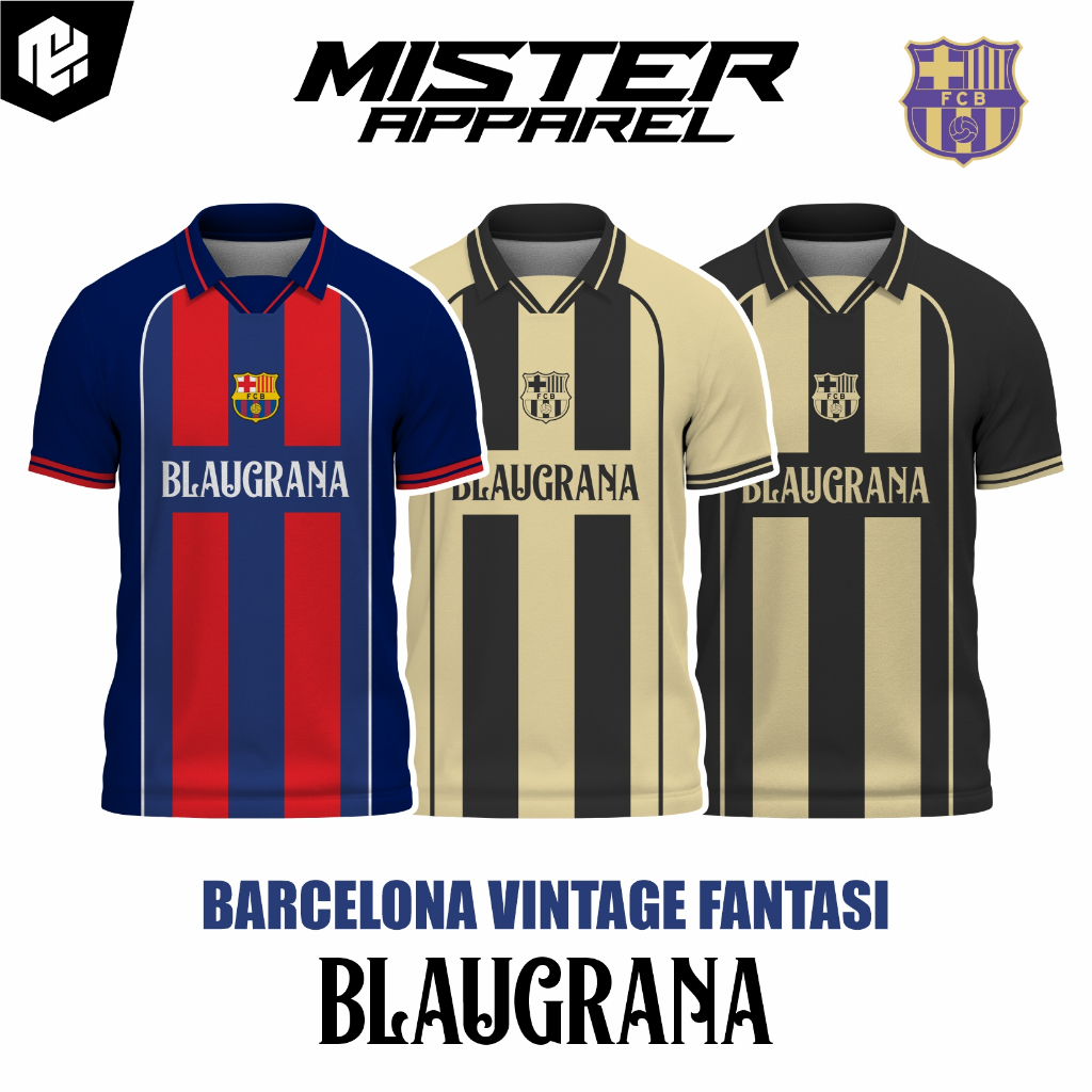 JERSEY VINTAGE  FANTASI FCB BARCA // JERSEY RETRO BARCELONA // FULL PRINT // JERSEY BLAUGRANA // JER