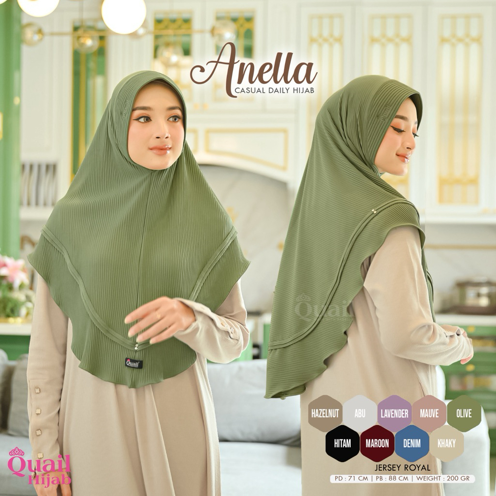 Quail Hijab - ANELLA HIJAB BERGO INSTAN ORI QUAIL JERSEY PREMIUM PLISKET