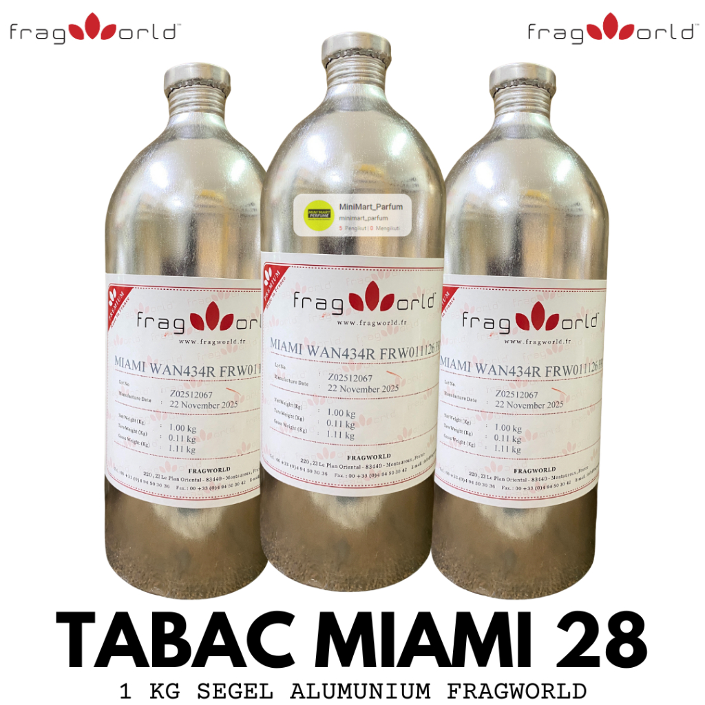 Bibit Parfum Fragworld - TABAC MIAMI ( 1 KG SEGEL Alumunium )
