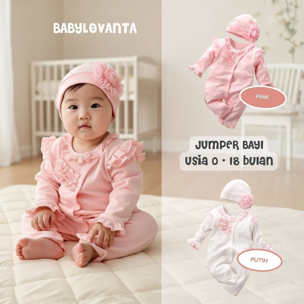 Babylovanta COD Baju bayi perempuan 0-12 bulan PINK & PUTIH | Jumper bayi perempuan premium