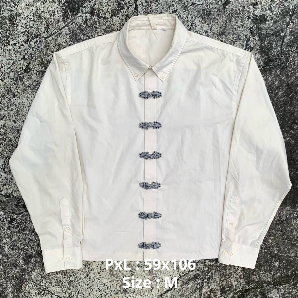 Cheongsam Shirt Kemeja Boxy Cropped Lengan Panjang | Statement Look