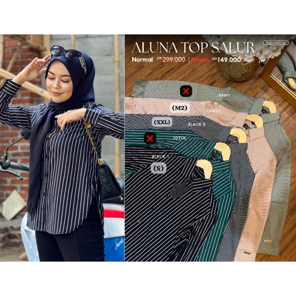 TOP ALUNA Salur Hem wanita atasan wanita