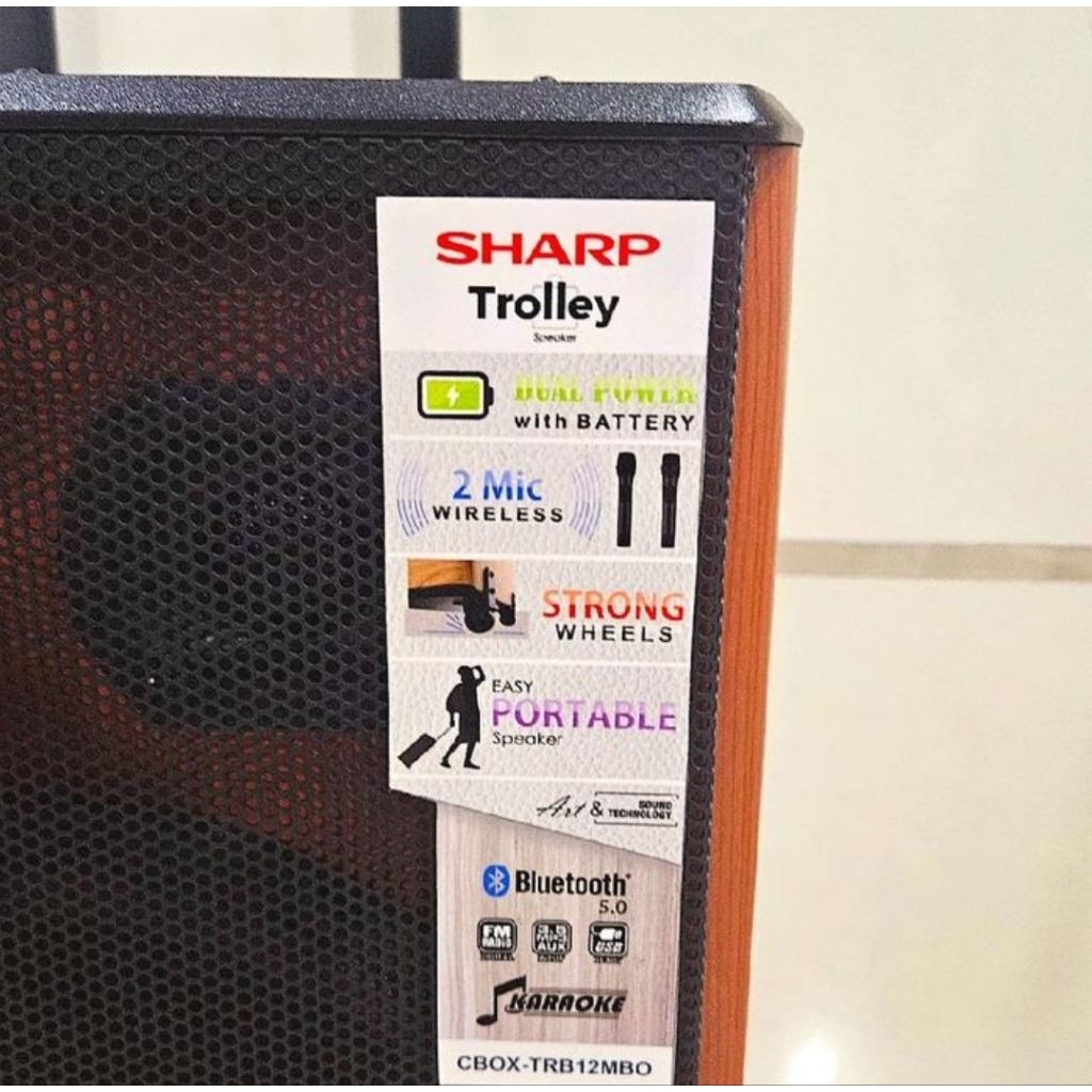 SPEAKER AKTIF BLUETOOTH PORTABLE SHARP CBOX TRB12MBO ORIGINAL CUCI GUDANG Bass Wireless