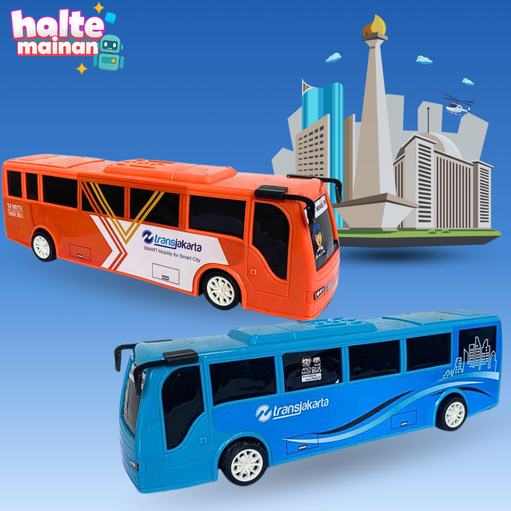 Mainan Bus Transjakarta | Mainan Anak Mobil Bus RKC Miniatur Busway Transjakarta