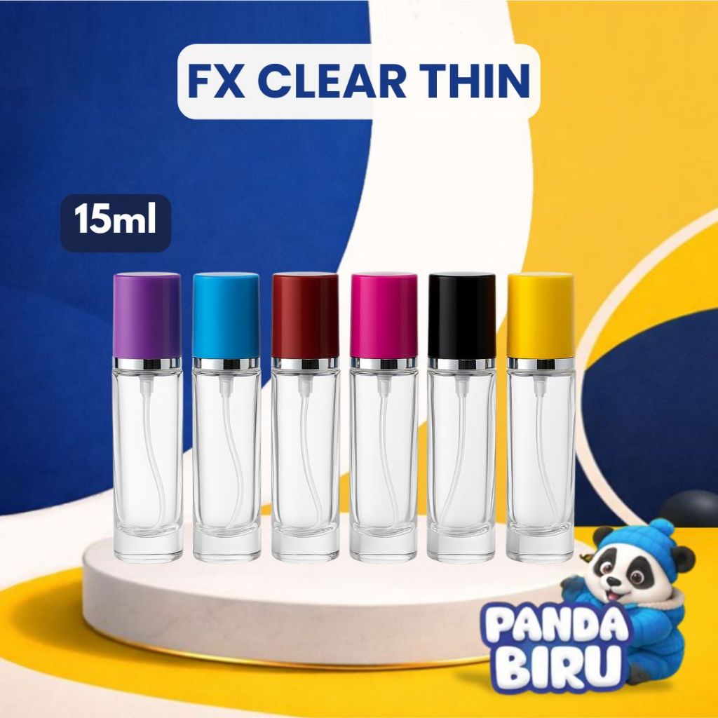 Botol Parfum Drat Fx Clear Thin Mix Warna 15ml - Botol Kaca Winyak Wangi Travel Size