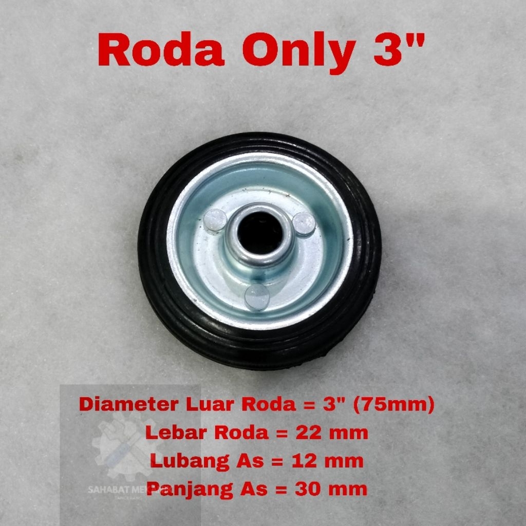 Roda Only 3" Roda Karet Lori Roda Saja Lemari Etalase
