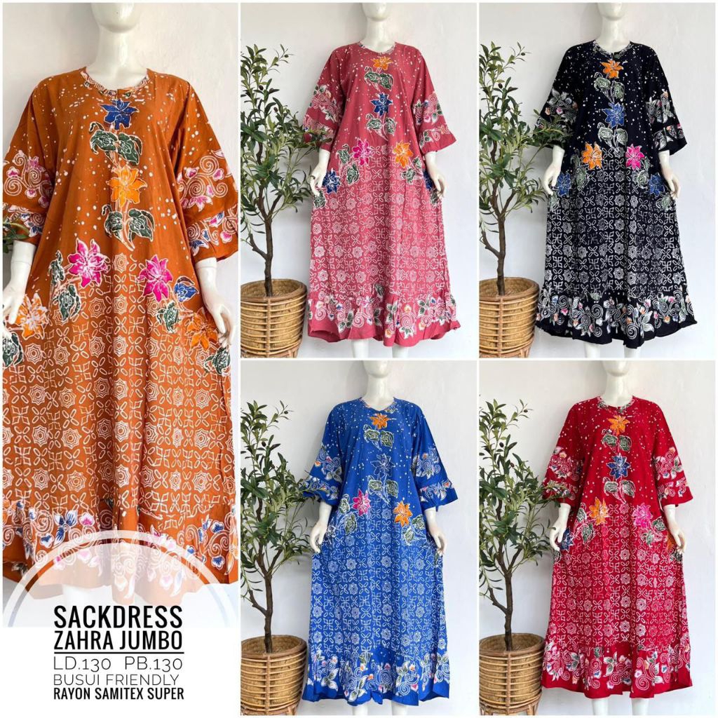 Daster premium Long kupu super jumbo sackdress midi LD 120 130 140 mawar sekdres shanum batik cap