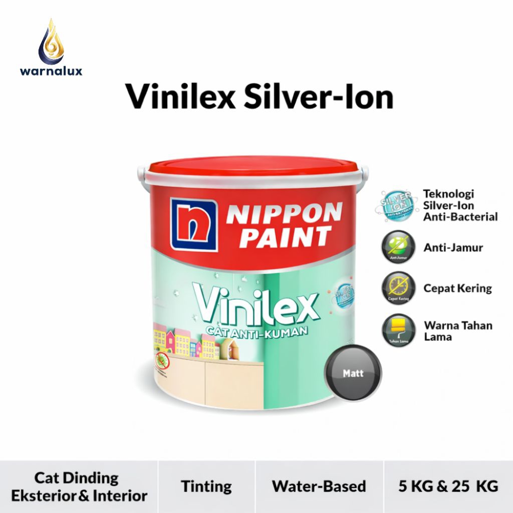 Nippon Paint Vinilex Silver Ion Cat Tembok Interior Antibakteri Dinding Sehat Tahan Lama Custom Warn