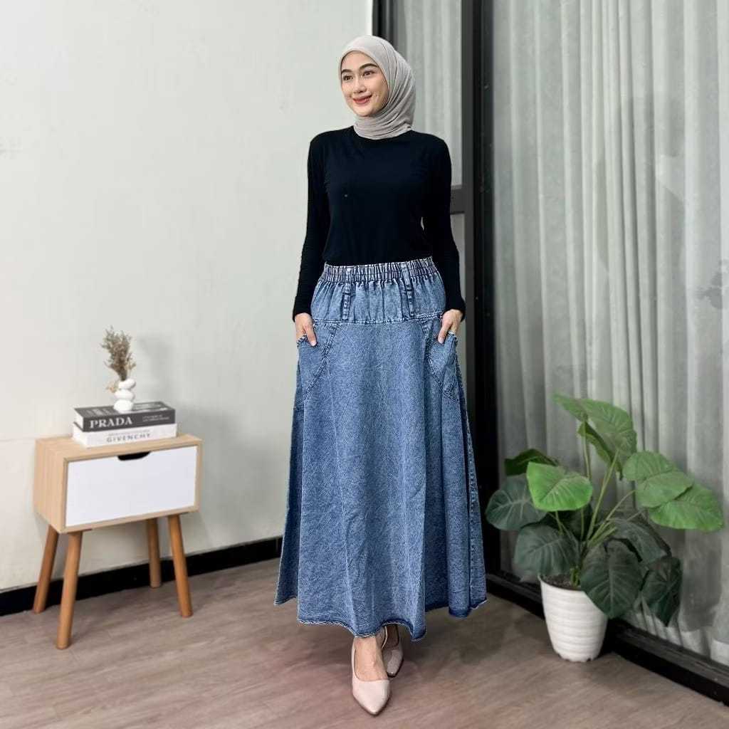 Rok Jeans Lebar Payung Jumbo / Rok Lebar Payung Jumbo / Rok Jenis Payung / Rok Jumbo Jeans / Rok Pay