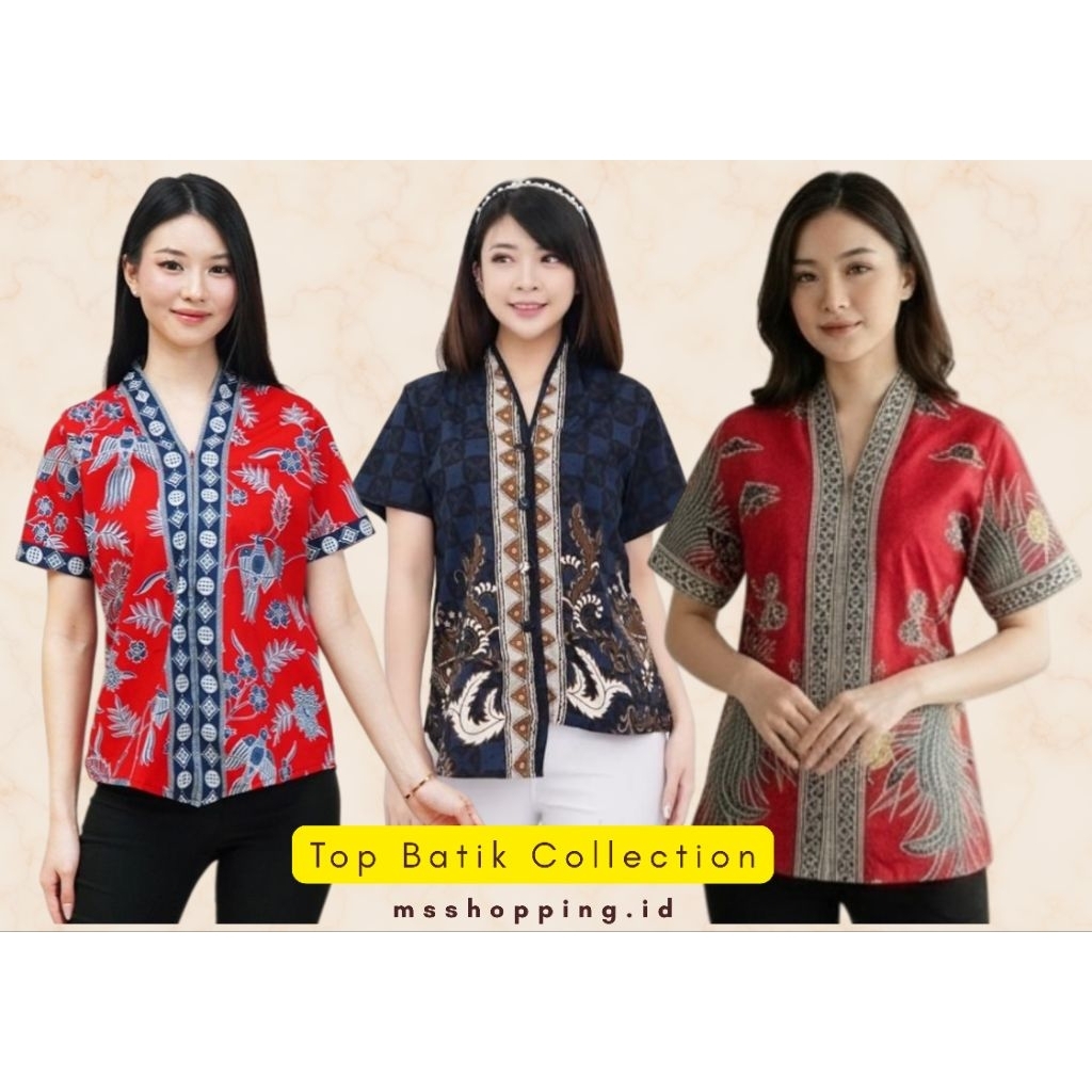KEMEJA BATIK - BAJU BATIK - BLOUSE BATIK WANITA BAHAN KATUN STRETCH