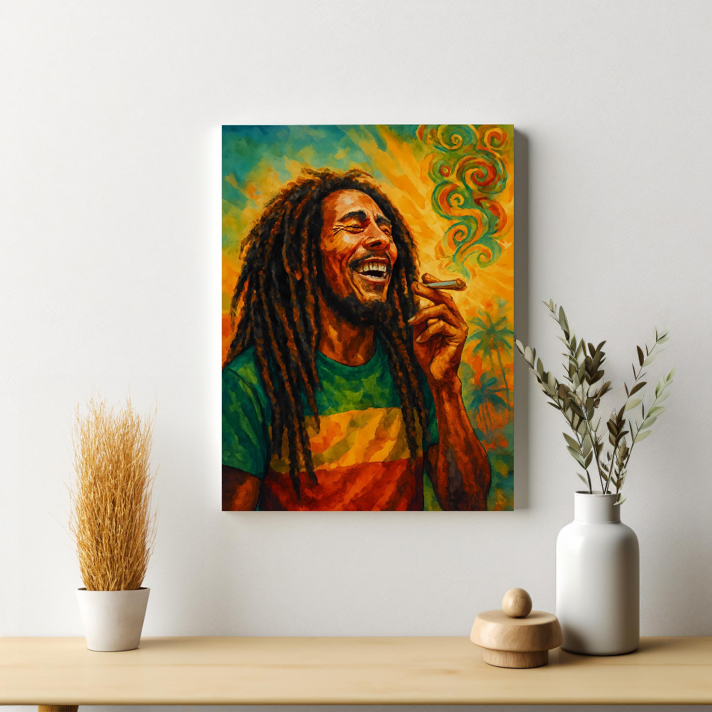 Poster Bob Marley Dekorasi Dinding Pajangan Bingkai Kayu Siap Pasang
