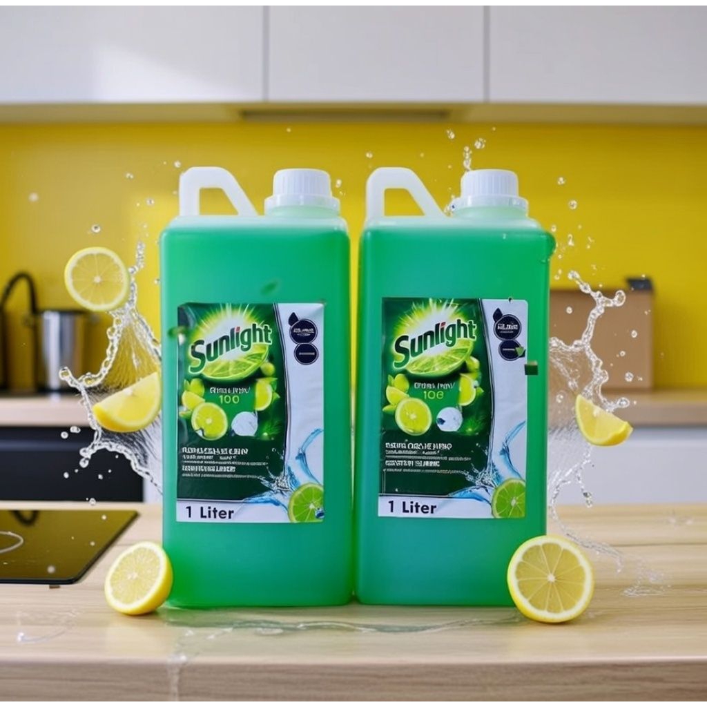 Sabun Cuci Piring Sunlight 1 Liter - Aroma Jeruk Nipis Segar, Busa Melimpah, Lembut di Tangan
