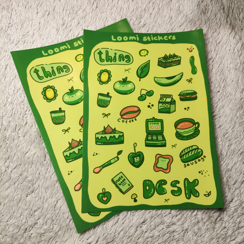 Stiker Vinyl Glossy Aesthetic Hijau Lucu  | Cute Daily Things | Stiker Journaling & Laptop