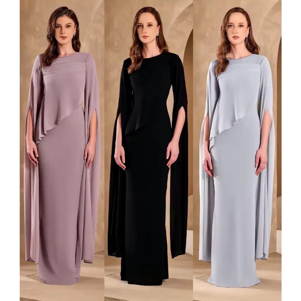 Dress Wanita ZORA Maxy Malaysia - Desain Slimfit, Bahan Ceruty Babydoll