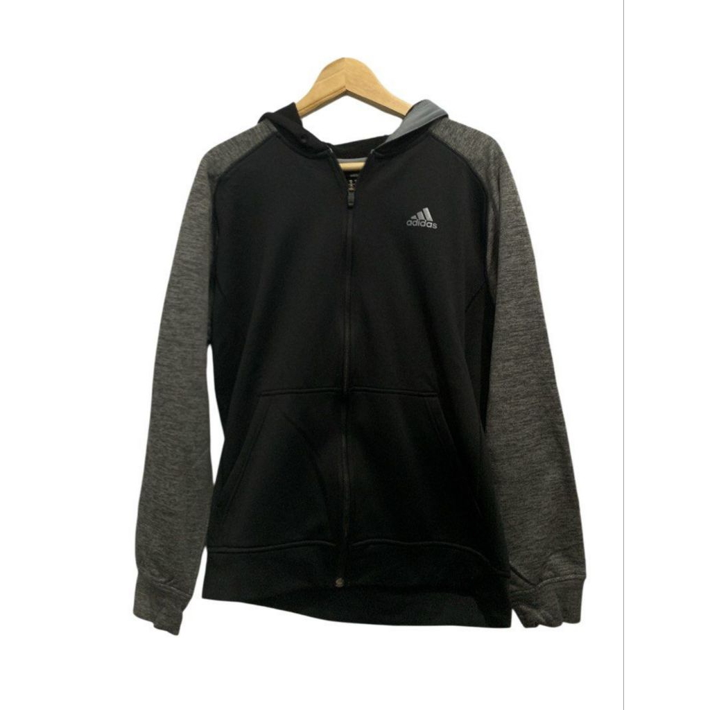 preloved hoodie zipper adidas climawarm hitam abu sz L (118-120 x 68)
