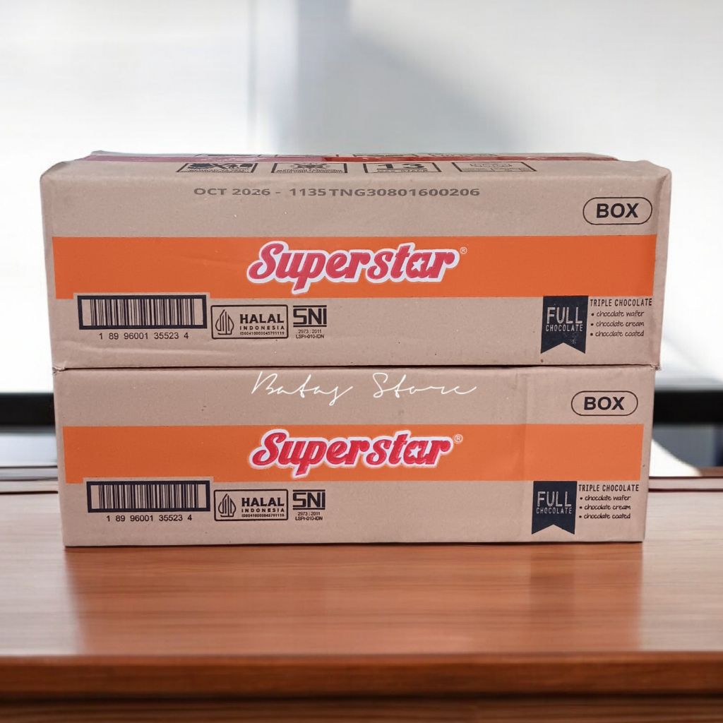 Wafer Coklat Superstar – 1 Dus Isi 8 Box (160 Pcs) | Wafer Renyah & Coklat Lezat