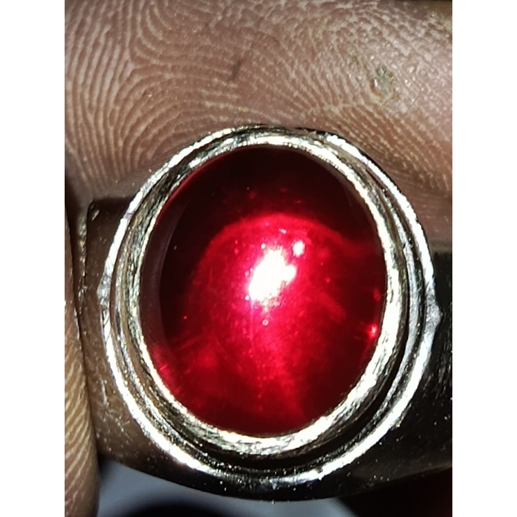 batu Mirah siam delima super mewah ikat alpaka krum no 9 mirip perak