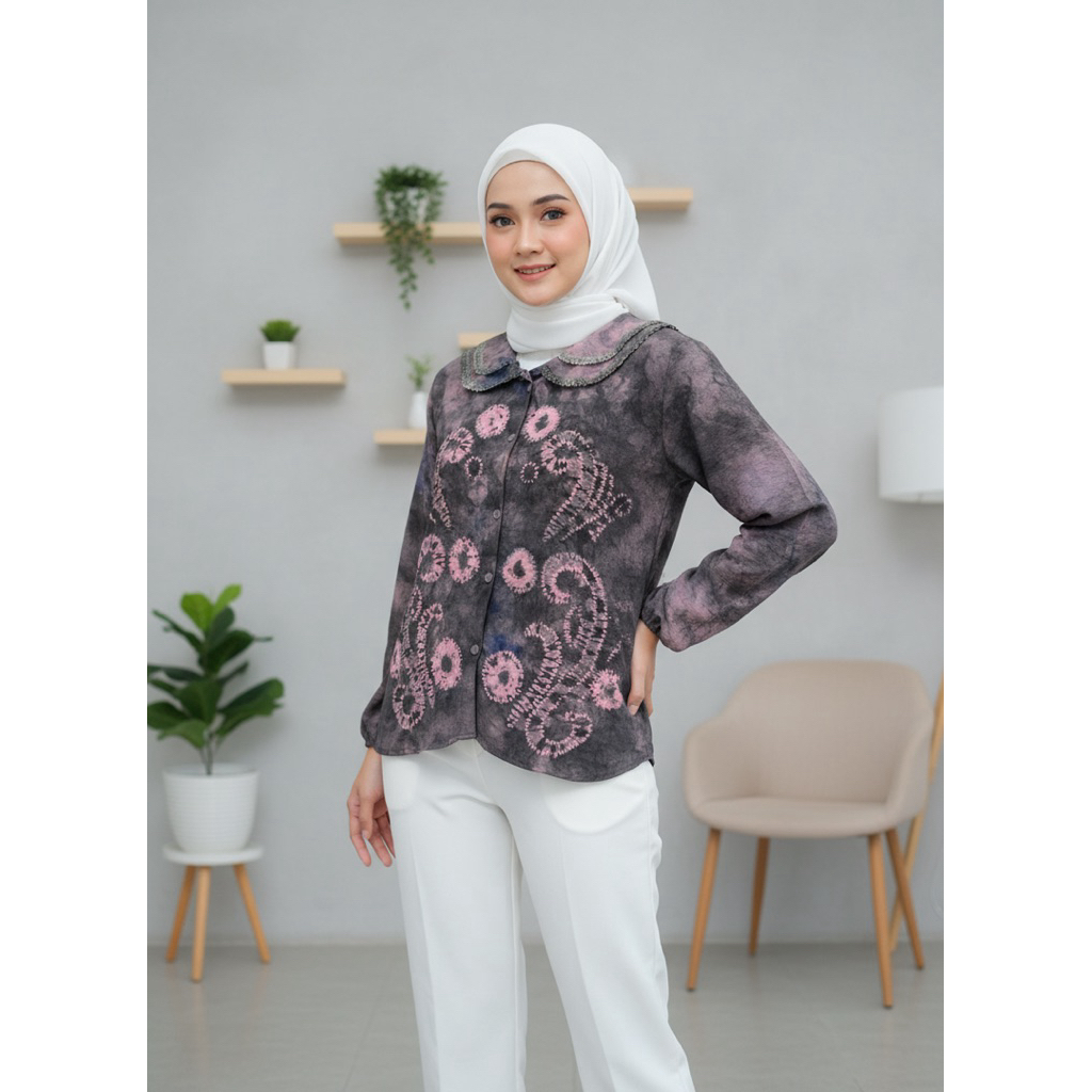 ATASAN BLOUSE KEMEJA WANITA MOTIF SASIRANGAN 0215