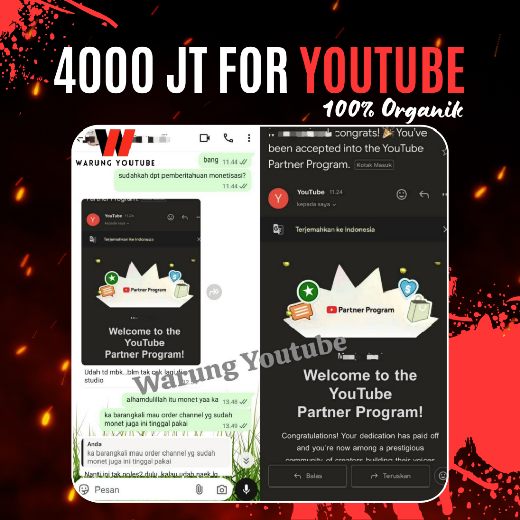 Warung YouTube 4000 JT + Tambahan Subscriber