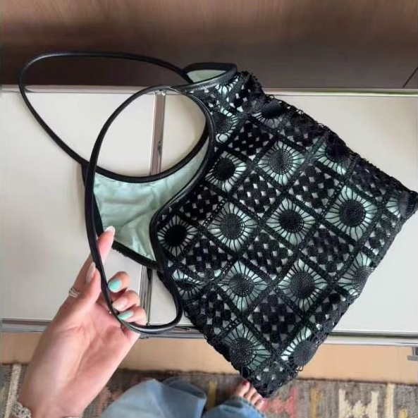 Handmade Crochet Knitted Bag Yarn Knitted Tote Bag Single Shoulder Bag