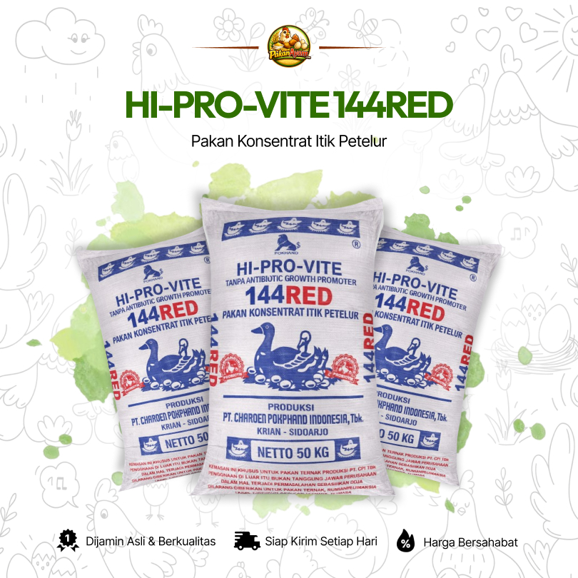 HI-PRO-VITE 144 RED | Konsentrat Bebek Petelur | Pakan Bebek Layer Campur Dedak & Jagung | Produksi 
