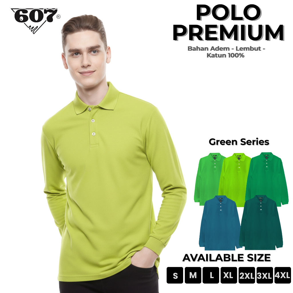 607 PRATAMA Kaos Polo Shirt Cotton Premium Unisex Lengan Panjang