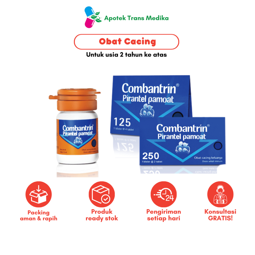 Combantrin Obat Cacing Tablet/ Sirup Untuk Anak dan Dewasa Sekali Minum