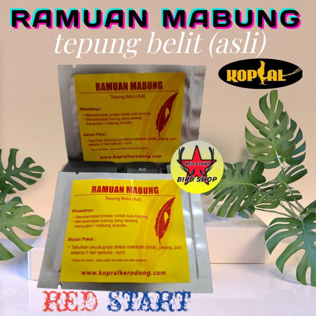 RED START Ramuan mabung perontok bulu burung murai kenari Kacer cucak ijo dll (tepung belut asli)