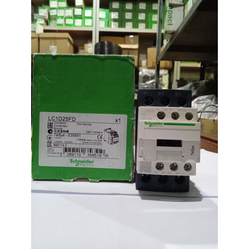Schneider Kontaktor - CONTACTOR 3PHASE 25A 110V DC - LC1D25FD ORIGINAL SCHNEIDER ELECTRIC