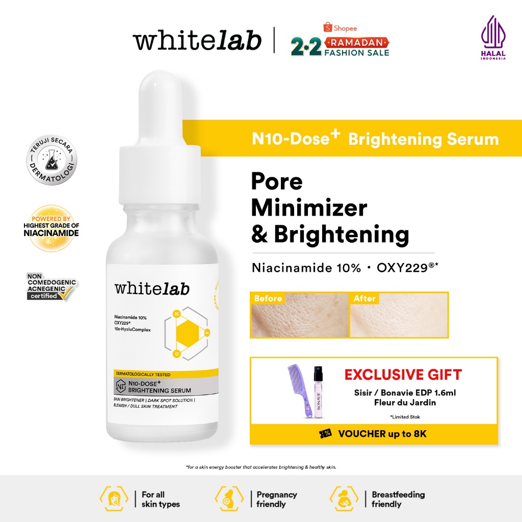 Whitelab Serum Niacinamide 10% Brightening - Serum Pencerah Wajah Intensif N10-Dose+ 2.0
