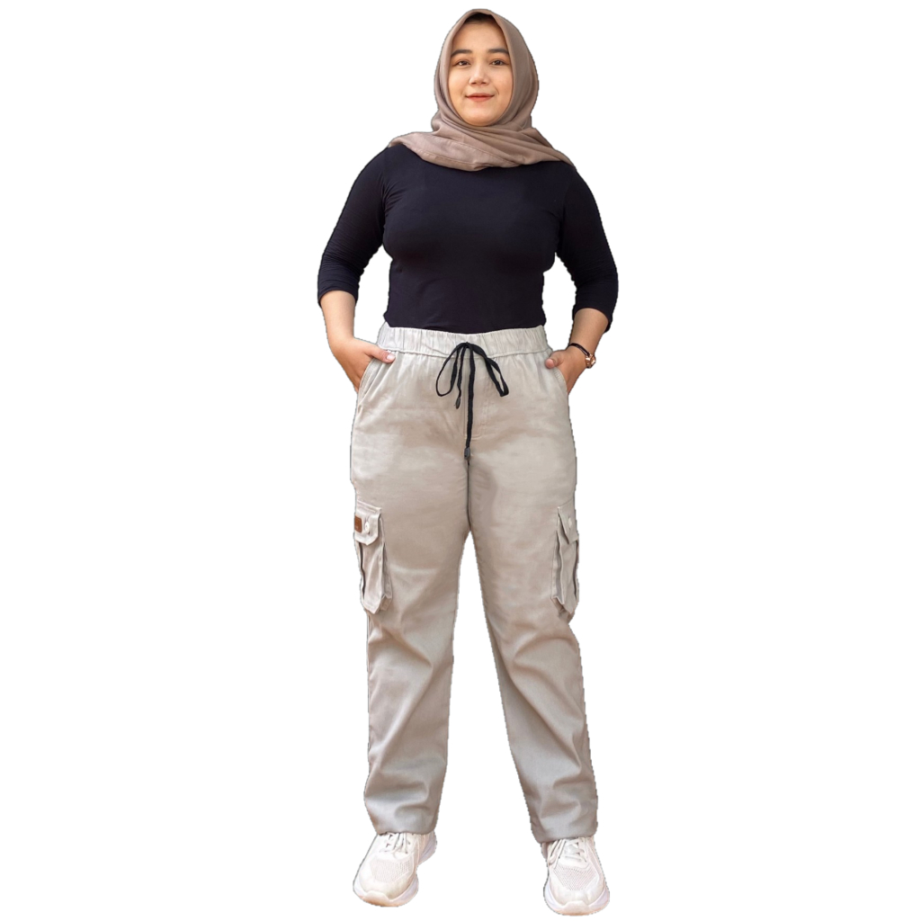 CELANA CARGO WANITA JUMBO NON JOGER - celana jumbo wanita kargo bahan melar