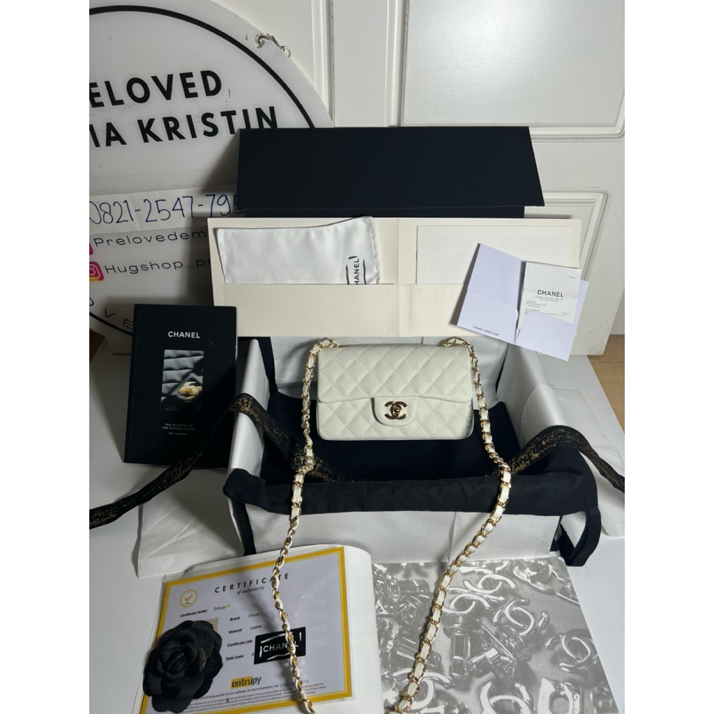 nego preloved 2023 mini handbag Caviar white GHW