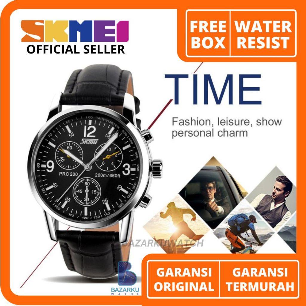 Jam Tangan Pria Skmei 9070 Jam Tangan Skmei Jam Tangan Kulit Jam Tangan Cowok Modis Jam SKMEI