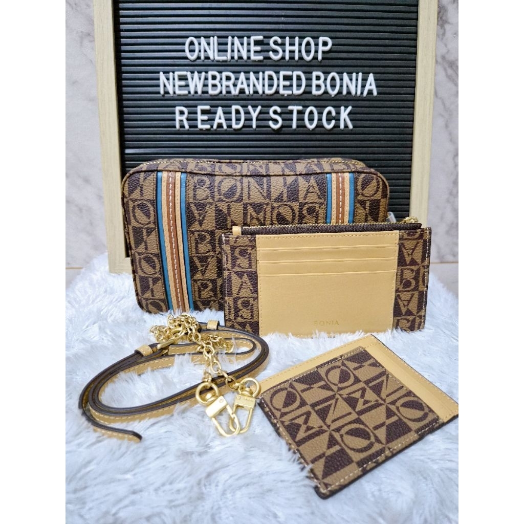READYSTOCK tas bonia original sling camera bag monogram free card holder