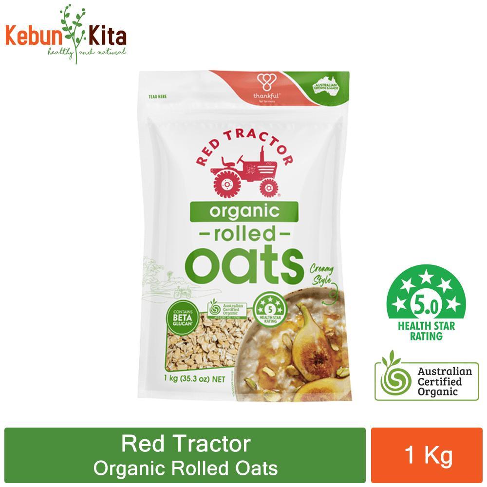 Red Tractor Organic Rolled Oats 1 Kg - Oatmeal Organik 100% Gandum Utuh Australia
