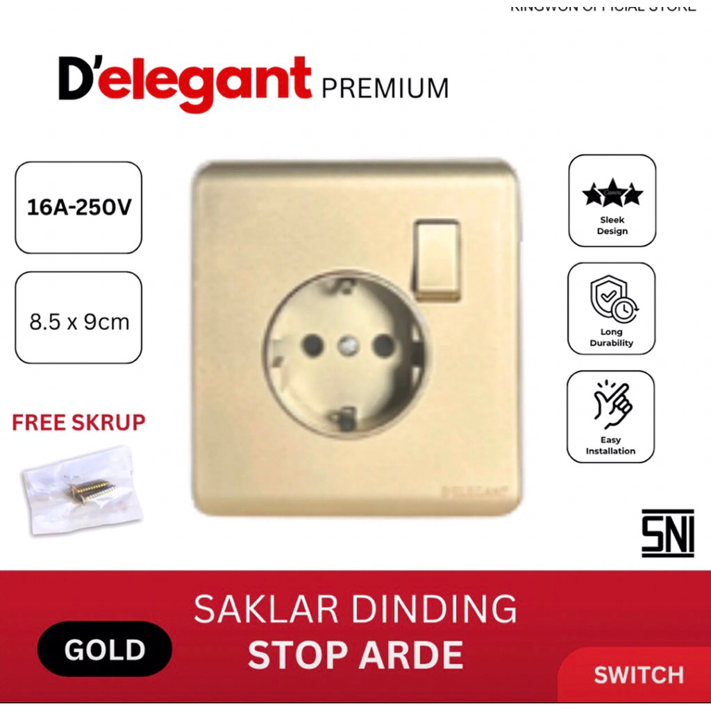 Saklar Lampu Minimalis Inbow Tanam Gold Series IB ARDE Sakelar Rumah ELEGANT