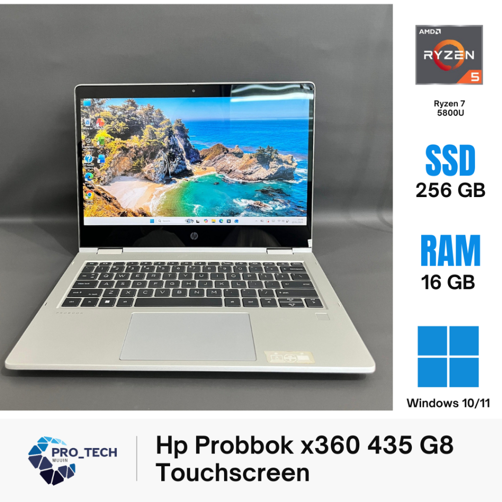 HP ProBook x360 435 G8 Touch Ryzen 7 5800U 16GB 256GB SSD| Laptop Bisnis Premium