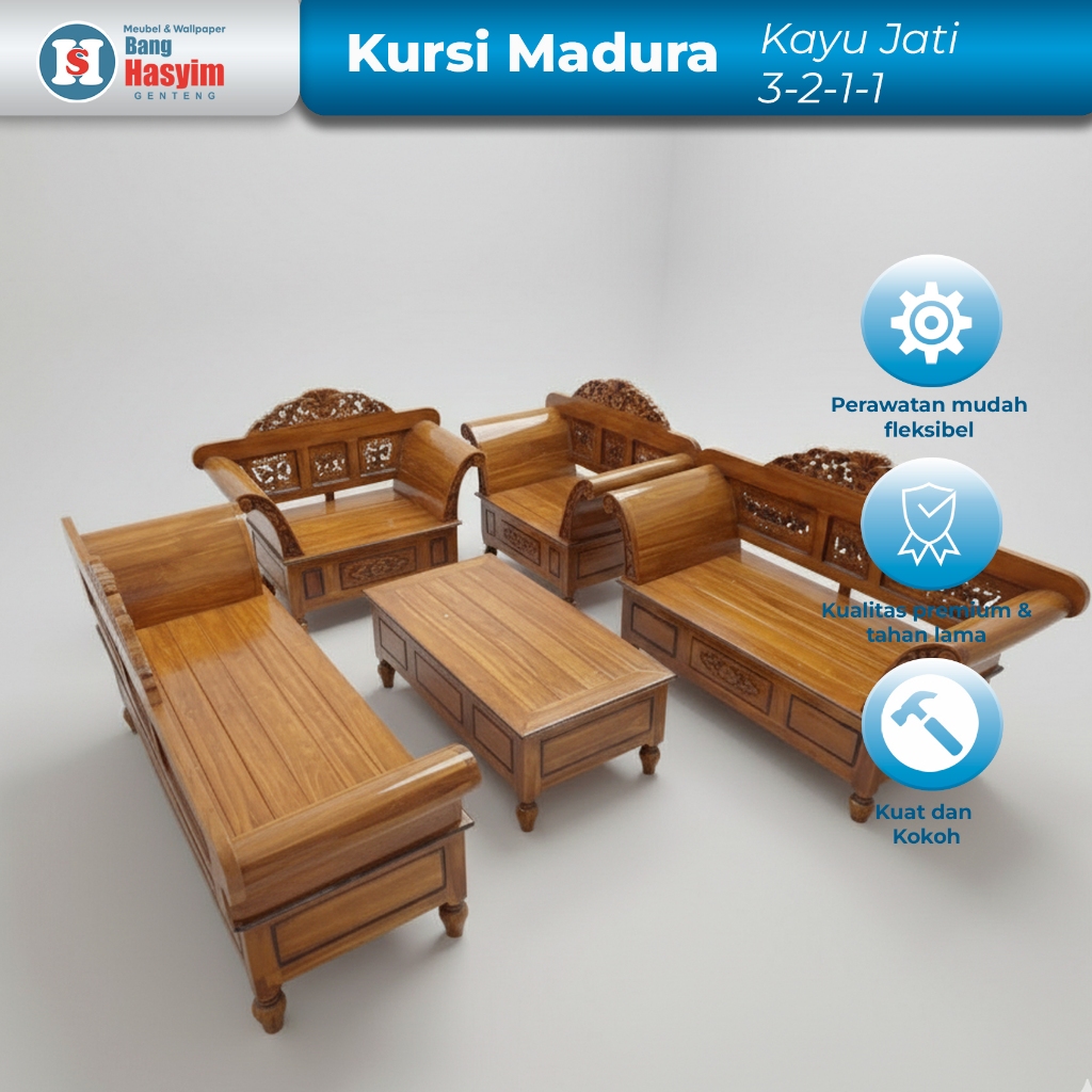 BANG HASYIM Kursi Madura Kayu Jati Kursi Madura Kursi Tamu Kursi Ruangan Kursi Motif Kursi Kayu Jati